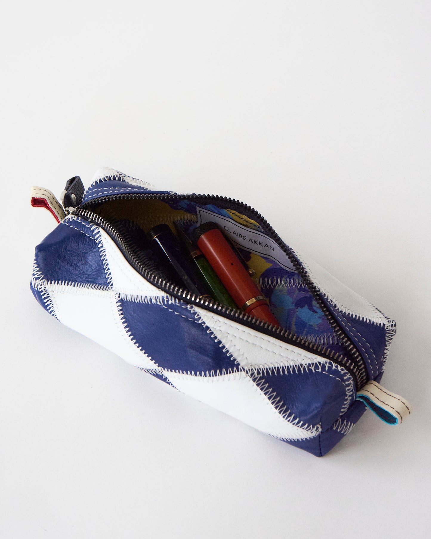 The Navy and White Pencil Case