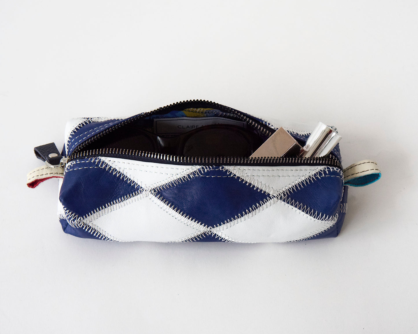 The Navy and White Pencil Case